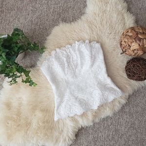 Watters&watters strapless white lacy bridal top